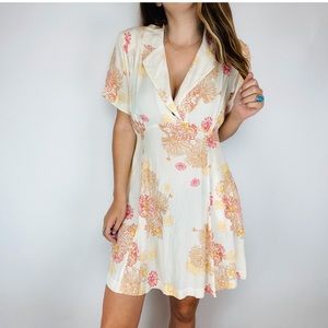 Free People Cream Floral Collar Dress